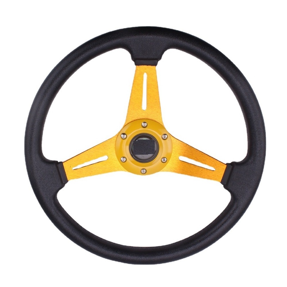 14inch 350mm PU Leather Car Racing Steering Wheel Aluminum Alloy Deep Corn Dish Sport Drifting Steering Wheels