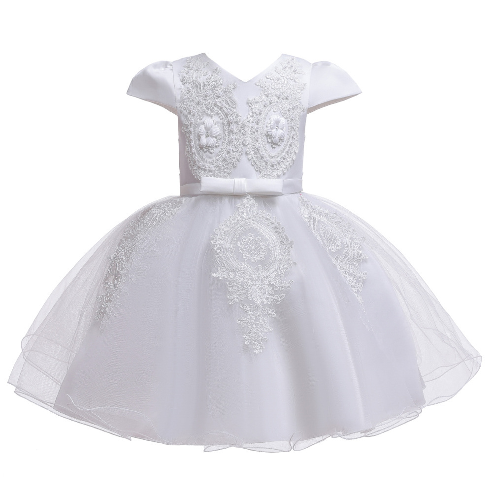 191  Christening Dress Baby Plus Size Tulle Flower Girl Frock Fancy Floral Fairy Child Wedding Fall 3 Year Old Girl Dress