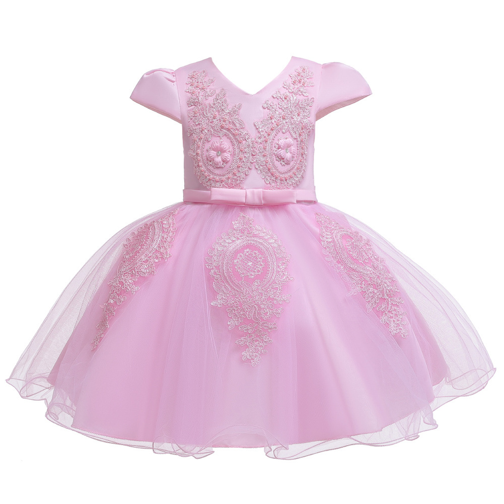 191  Christening Dress Baby Plus Size Tulle Flower Girl Frock Fancy Floral Fairy Child Wedding Fall 3 Year Old Girl Dress