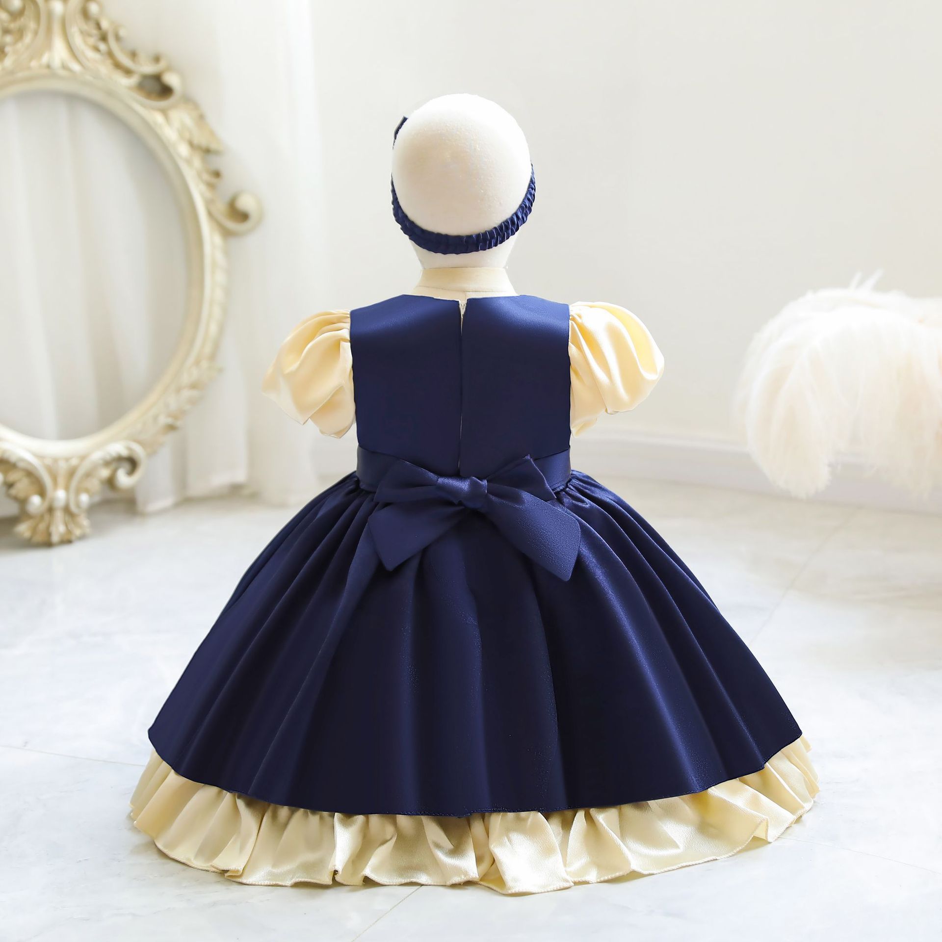 BD128 Beaded Tulle Flower Girl Dress Pearl Infant Toddler Party Frock Beautiful Princess Dresses For Children