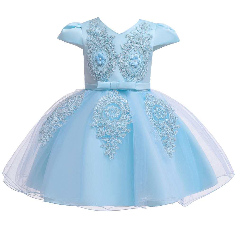 191  Christening Dress Baby Plus Size Tulle Flower Girl Frock Fancy Floral Fairy Child Wedding Fall 3 Year Old Girl Dress