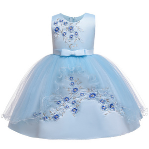 868  Wholesale Baby Girl Baptism Tulle Flower Girl Ruffle Kids First Birthday Party Dress For 1 Year Old Girl