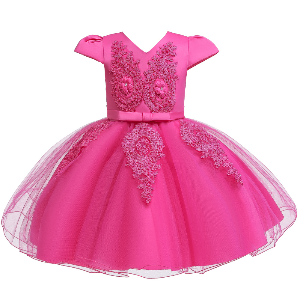 191  Christening Dress Baby Plus Size Tulle Flower Girl Frock Fancy Floral Fairy Child Wedding Fall 3 Year Old Girl Dress