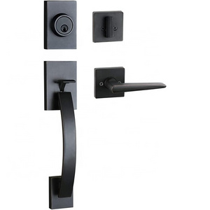 Adjustable Square Lock  House Main Zinc Alloy  Heavy Duty  Black  Lock Entry Tubular  Deadbolt Lock Handleset door handle