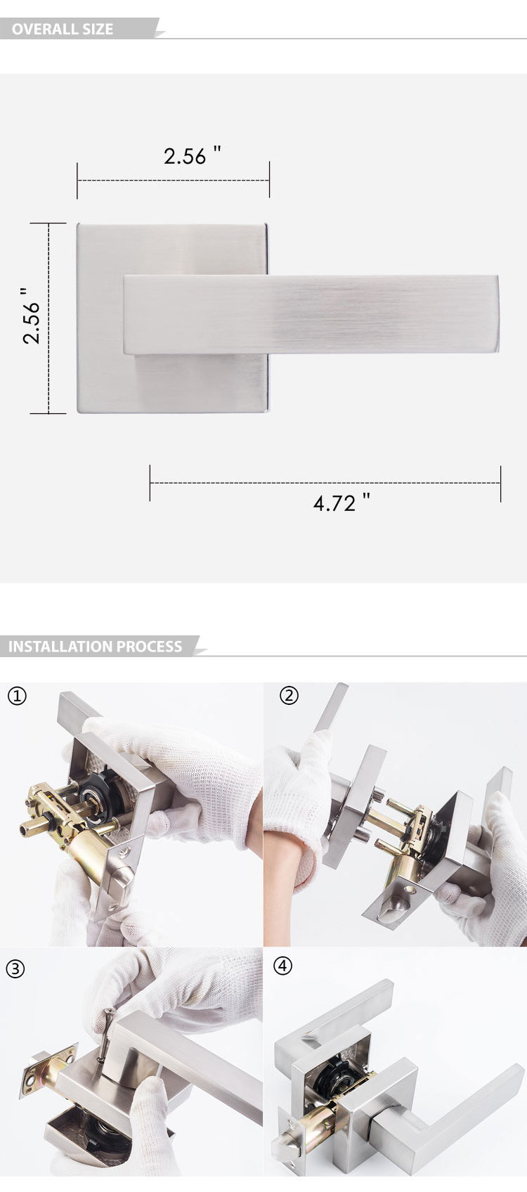 2024 hot style door handle have cylinder hole round corner plate with lever handle Lock