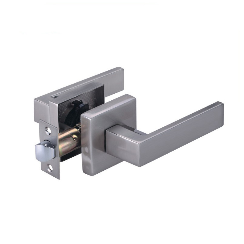 2024 hot style door handle have cylinder hole round corner plate with lever handle Lock