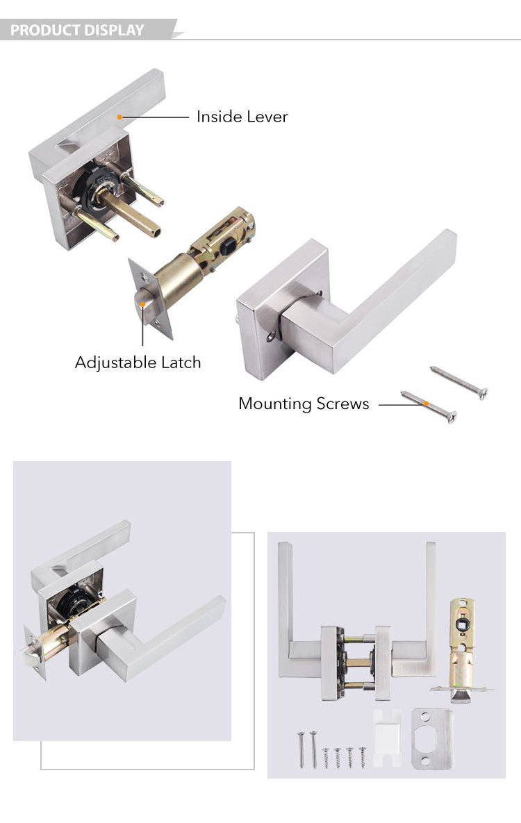 2024 hot style door handle have cylinder hole round corner plate with lever handle Lock