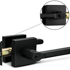 2023 Privacy anti-theft stainless steel matte black square door handle locks set with key for indoor Lock