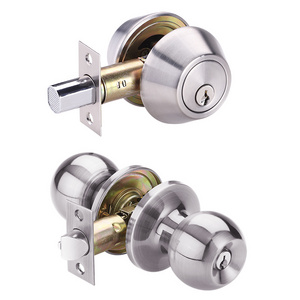 2024 Tubular knob lock with deadbolt lock key entry entrance home security satin stainless steel combo set Lock