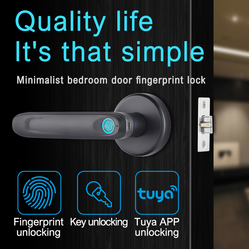 MAXAL 2024 Safety Fingerprint Lever Handle with keys Smart Door lock