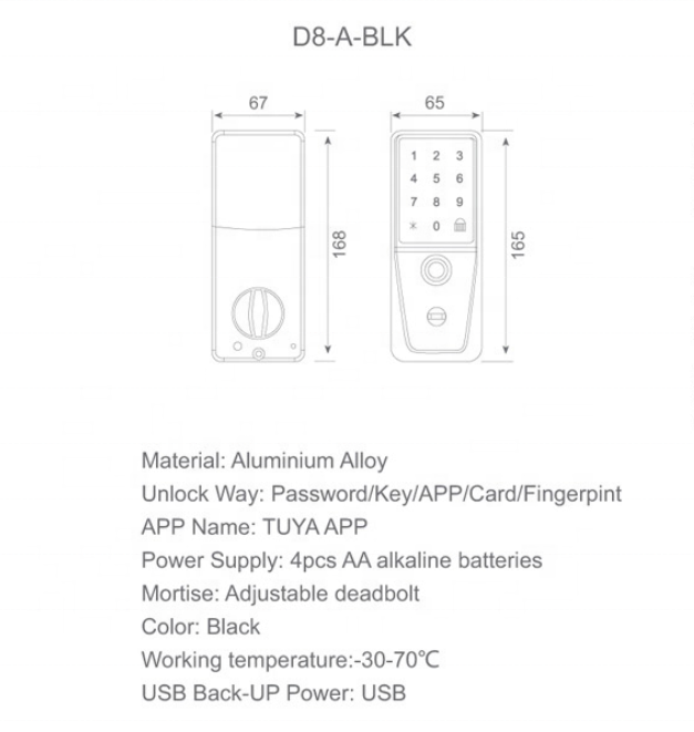 MAXAL New Household  Smart Lock TUYA APP Bluetooth Fingerprint Keypad Passcode lock  Door Locks