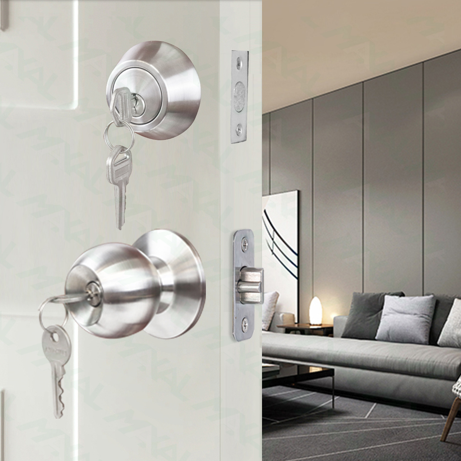 Knob Door Lock Handle for interior doors no key American Duty Bedroom Handles cylindrical Knob And Deadbolt Combo Door Lock