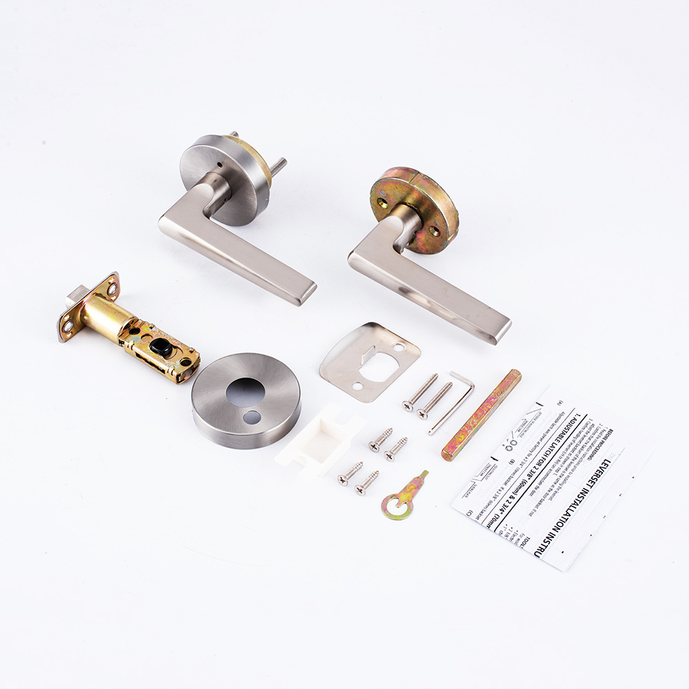 2024 Satin Nickel Bedroom Interior Door Handle Lock Cylinder Door Lever Cylinder Lock Bathroom Door Knob Handle Lever Lock