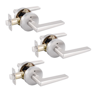 2024 Satin Nickel Bedroom Interior Door Handle Lock Cylinder Door Lever Cylinder Lock Bathroom Door Knob Handle Lever Lock