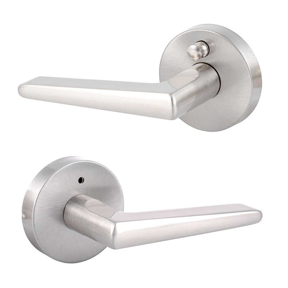 2024 Satin Nickel Bedroom Interior Door Handle Lock Cylinder Door Lever Cylinder Lock Bathroom Door Knob Handle Lever Lock