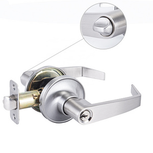 High Security Lock Aluminum Alloy Handle Lock Entrance Door  With Key,Satin Nickel Tubular Leverset Lock