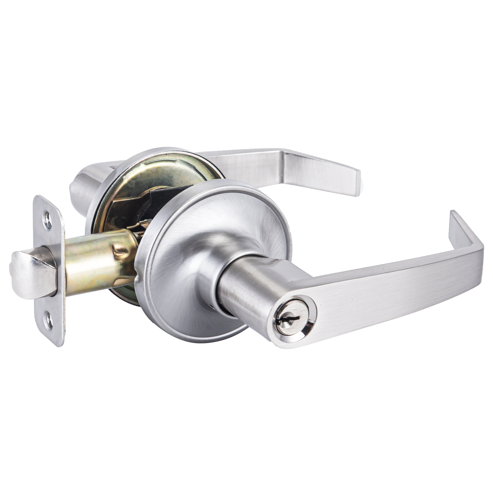 High Security Lock Aluminum Alloy Handle Lock Entrance Door  With Key,Satin Nickel Tubular Leverset Lock