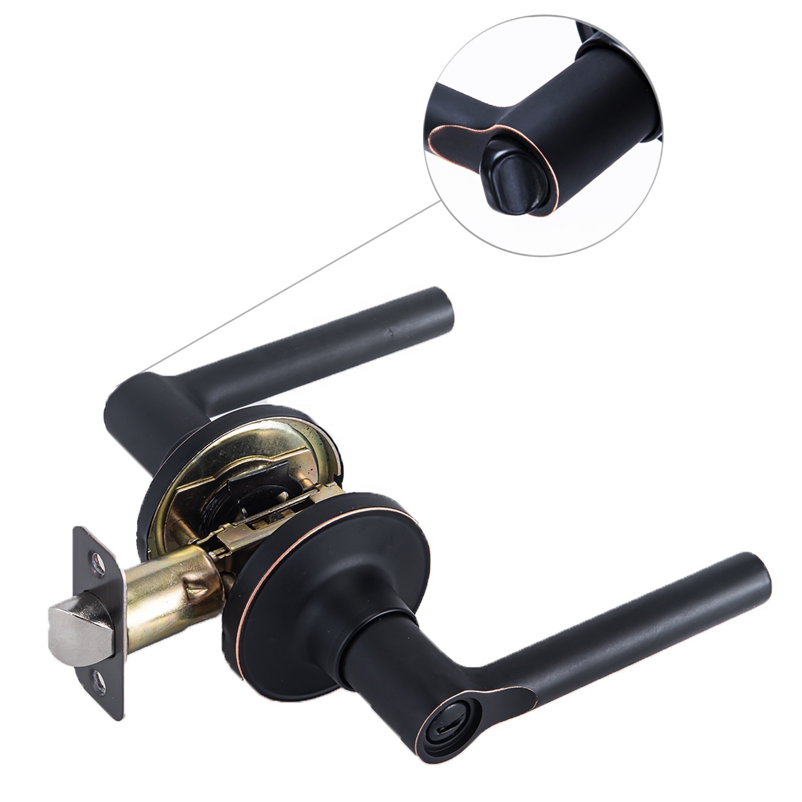 ANSI Grade 3 Aluminum Handle Privacy Door Handle Lock Tubular Leverset Bathroom Handle Interior Door Lock Round Lever Lock