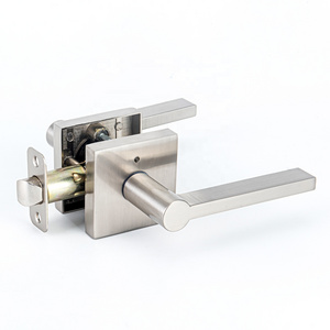 Modern Handle Square Zinc Main Bathroom Lever Privacy Tubular Latch Lock Lever Handle Lockset Door Handle Lock Set