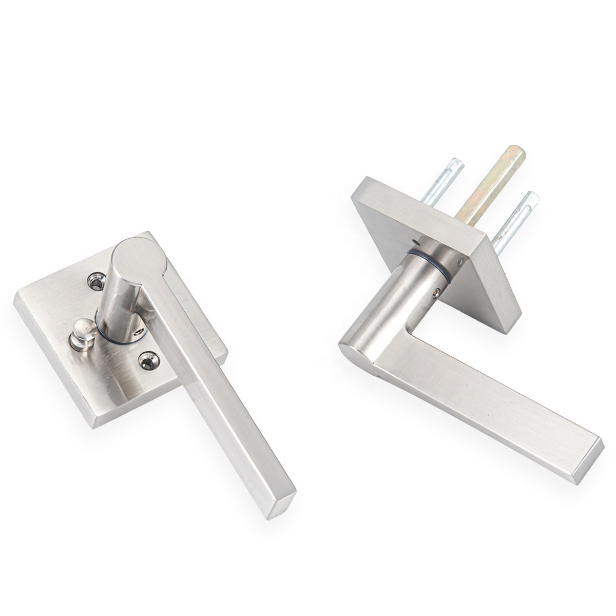 Modern Handle Square Zinc Main Bathroom Lever Privacy Tubular Latch Lock Lever Handle Lockset Door Handle Lock Set