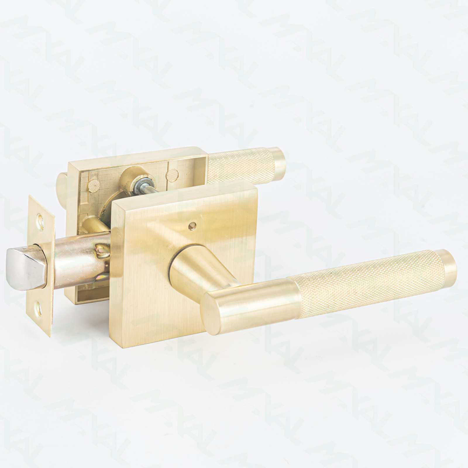 Zinc alloy satin brass round Knurled   door handle Door  Lock