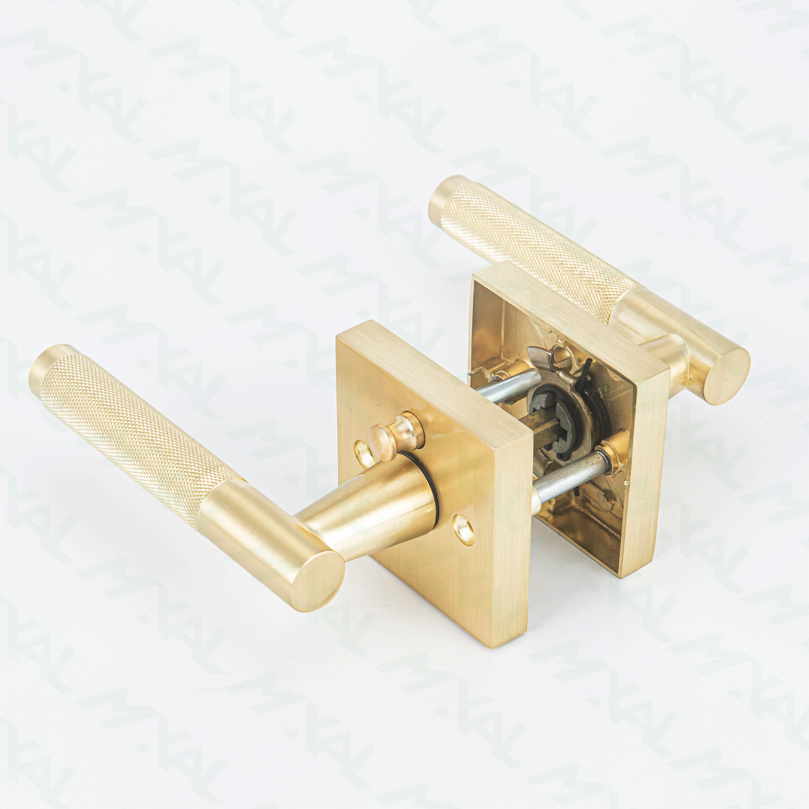 Zinc alloy satin brass round Knurled   door handle Door  Lock