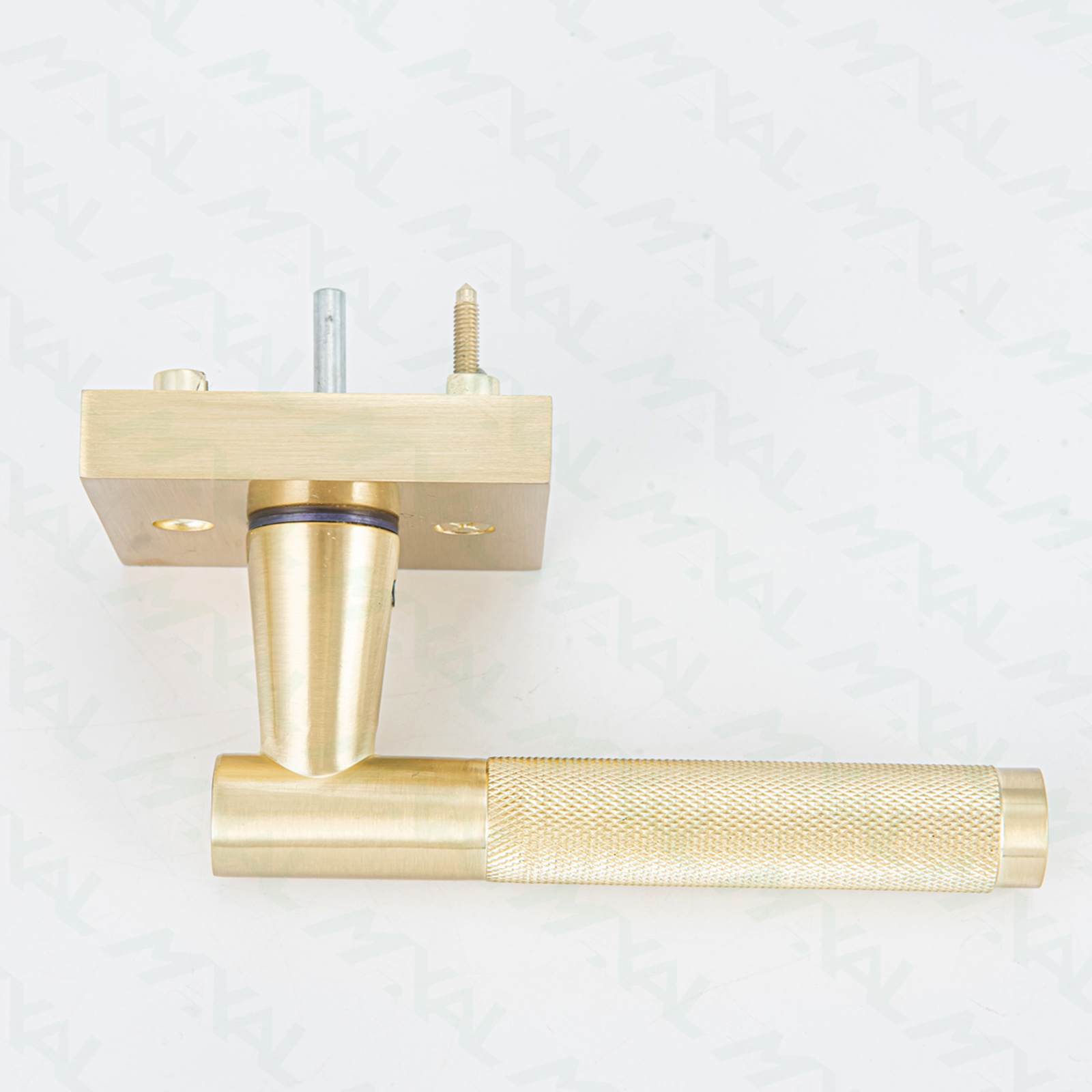 Zinc alloy satin brass round Knurled   door handle Door  Lock