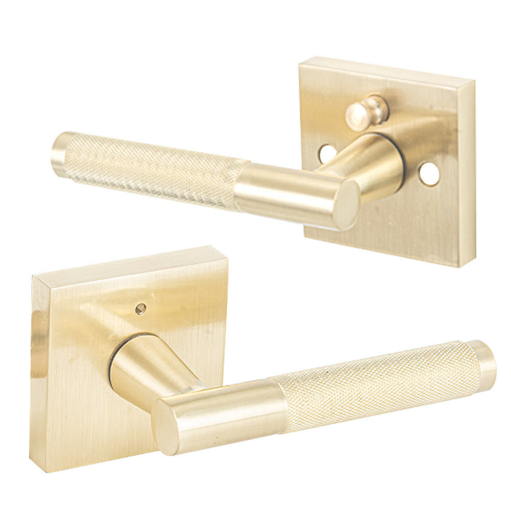 Interior Brass Bedroom Handles Lock Tubular Bathroom Privacy Keyless Gold Square Leverset Alloy Door Handle Lock