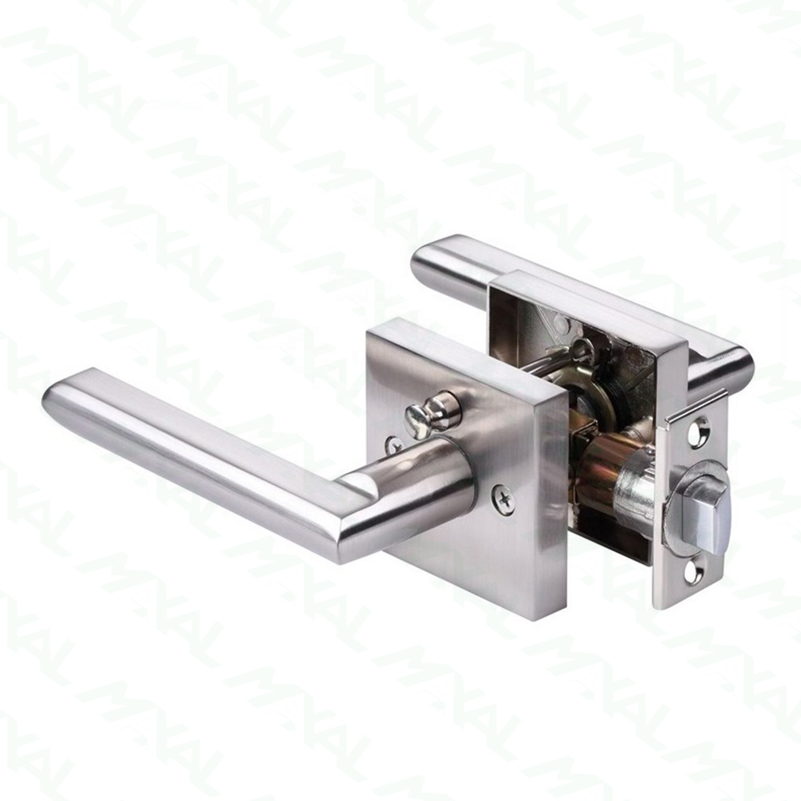 Contemporary Exposed Screws Keyless Slim Door Lock Privacy Lever Door Lock Handle Set Hallway Closet Bathroom