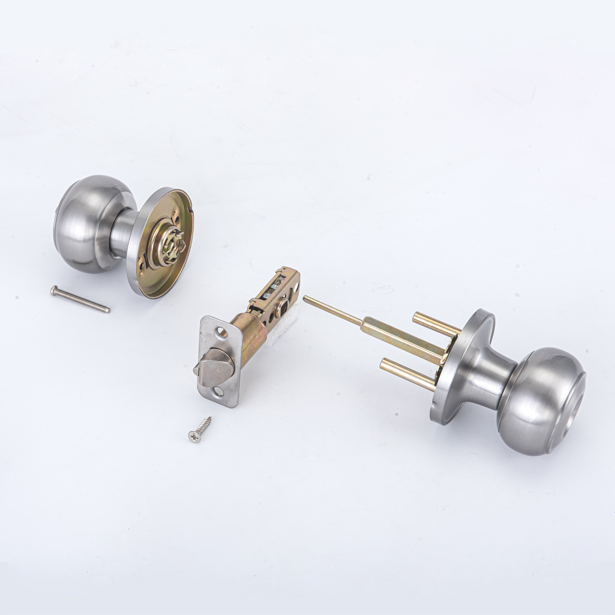 2024 MAXAL luxury polished brass  safety lever handle lock set ball knob cylindrical lock 60mm safety privacy knob locks