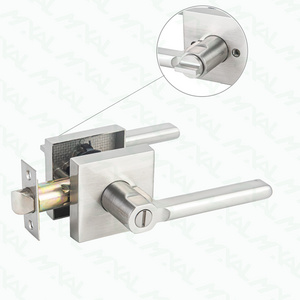 Square Entry Passage  Door Lock Handle with Keys Satin Nickel Interior Door Lever handle