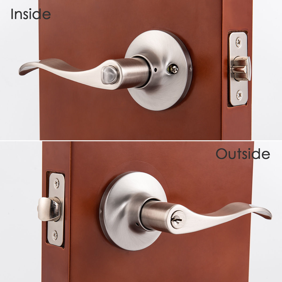 2023 Satin Nickel Interior Wave Door Lever Lock Doorlock Front Door Handles Home Door Handle Lock Wooden Stainless Steel Modern