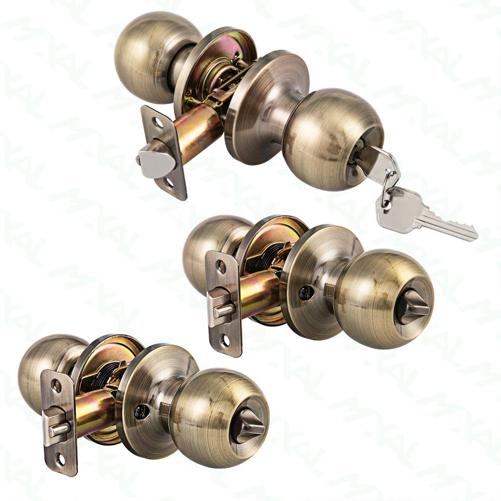 Antique Brass Tubular Door Knob Privacy Door Knob Bedroom Bathroom Interior Door Knob with Lock