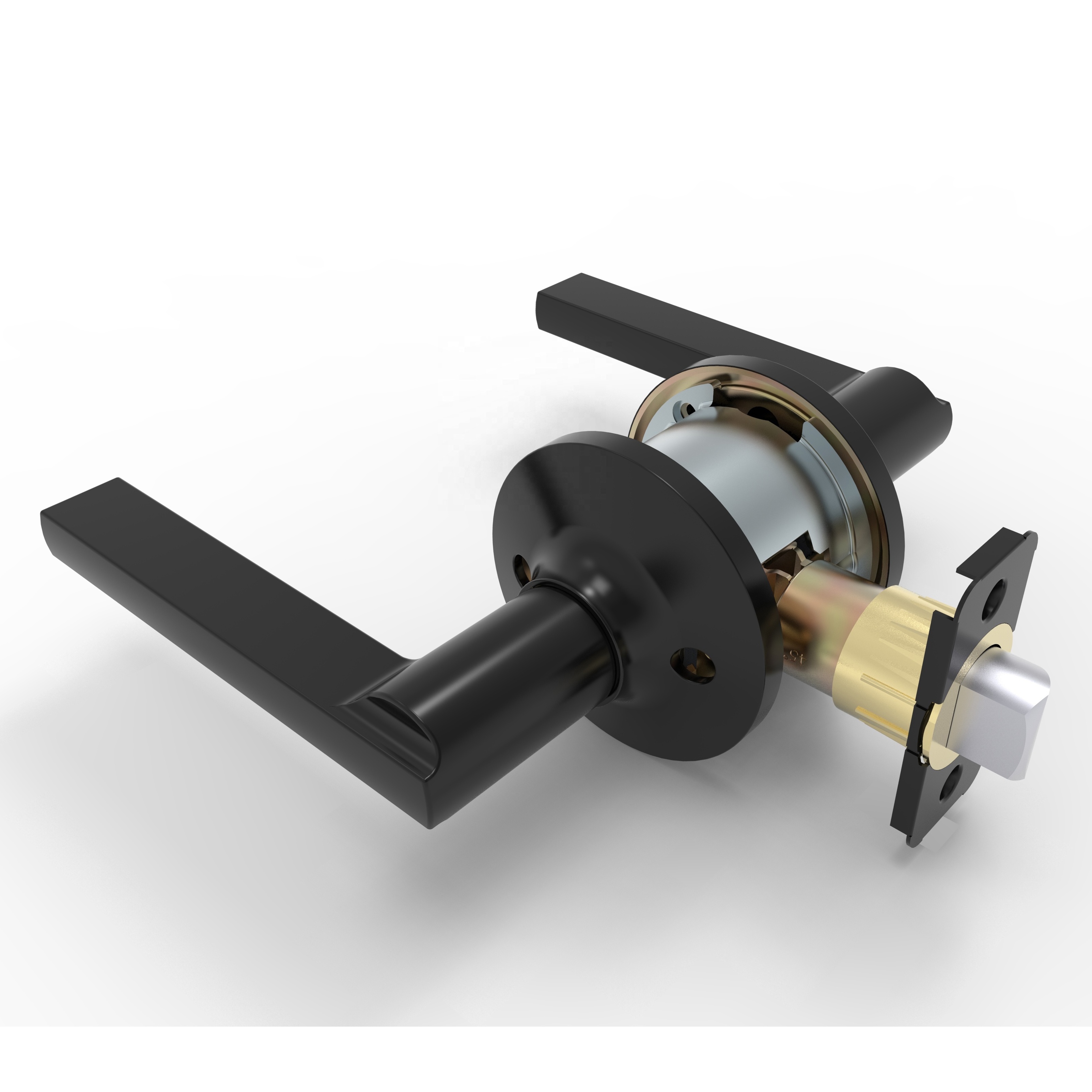 Swing New Design Tubular Leverset Door Lever Lock Heavy Duty Black Finish Passage Lever Handle Lock