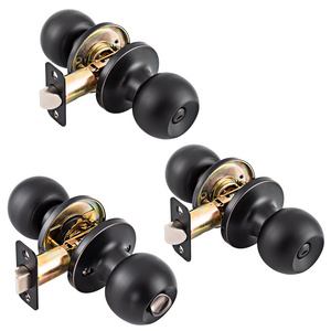 2024 Privacy Door Knob (Tubular Bathroom Knob Lock, Matt Black) Lock