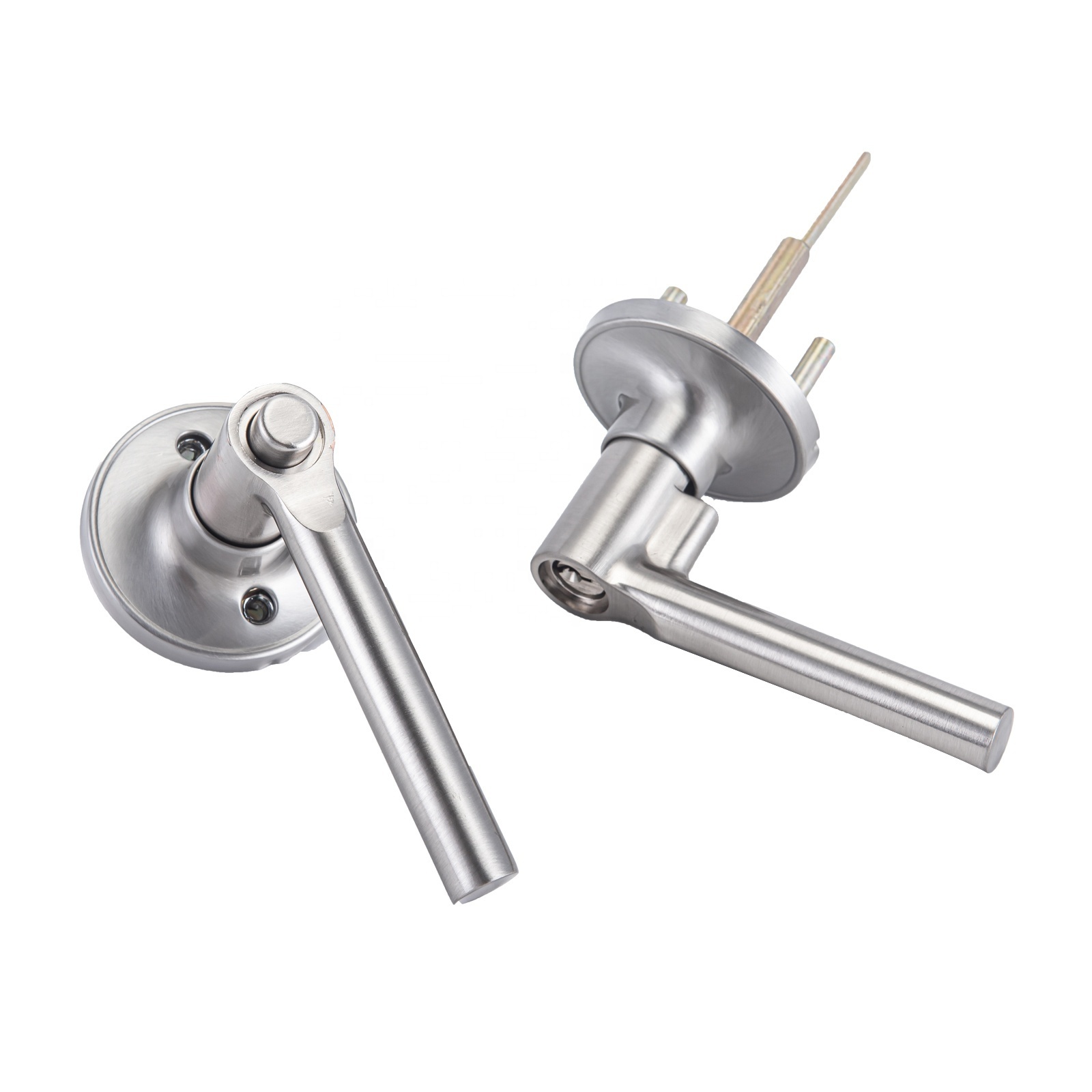 Tubular Leverset for Entrance Door Lock Modern Interior Door Handle Lever Lock Set Round Lock with Key Aluminum Alloy 3 Years