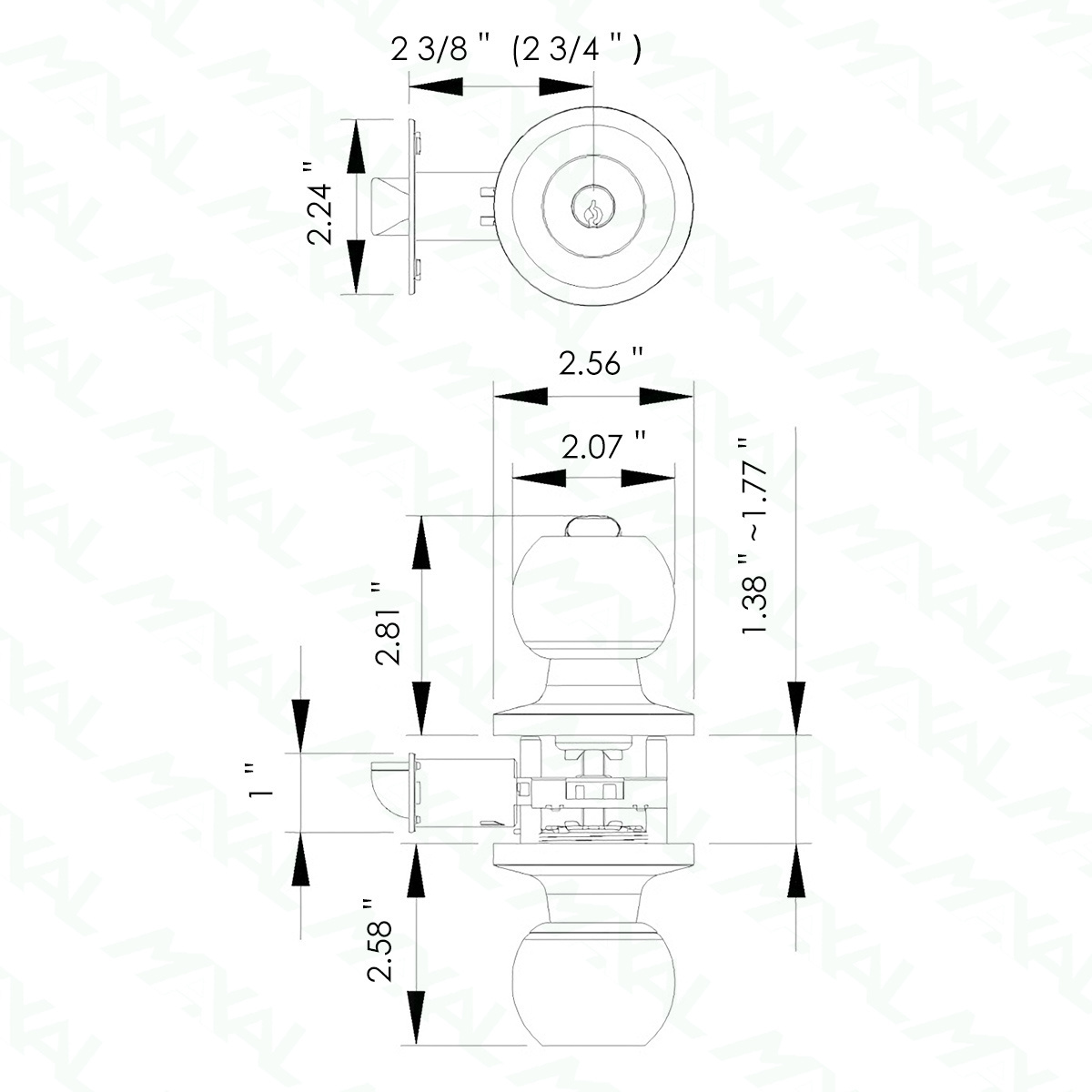 2024 Caliente de la venta Cerradura tubular de la perilla Entrada Bano Privacidad Dormitorio Pasaje Cerradura de pomo Lock