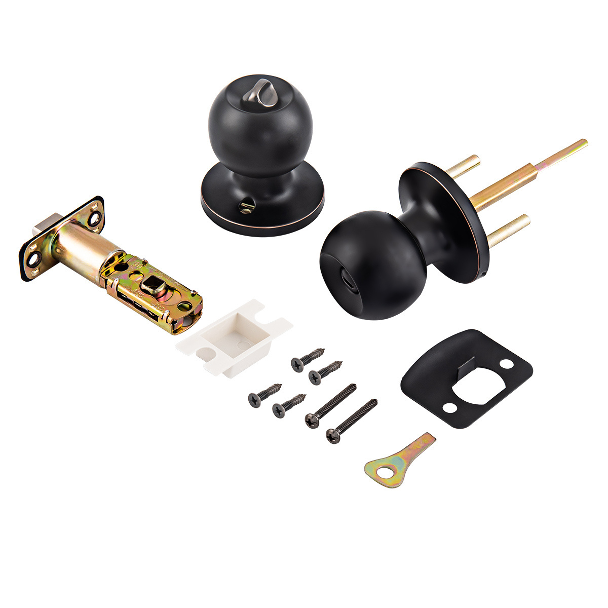 2024 Privacy Door Knob (Tubular Bathroom Knob Lock, Matt Black) Lock