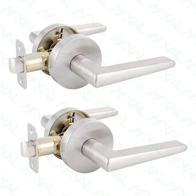 MAXAL Passage Door Lever Lock Brushed Chrome Tubular Lever Handle Latch Lock Door Handle Lock Set