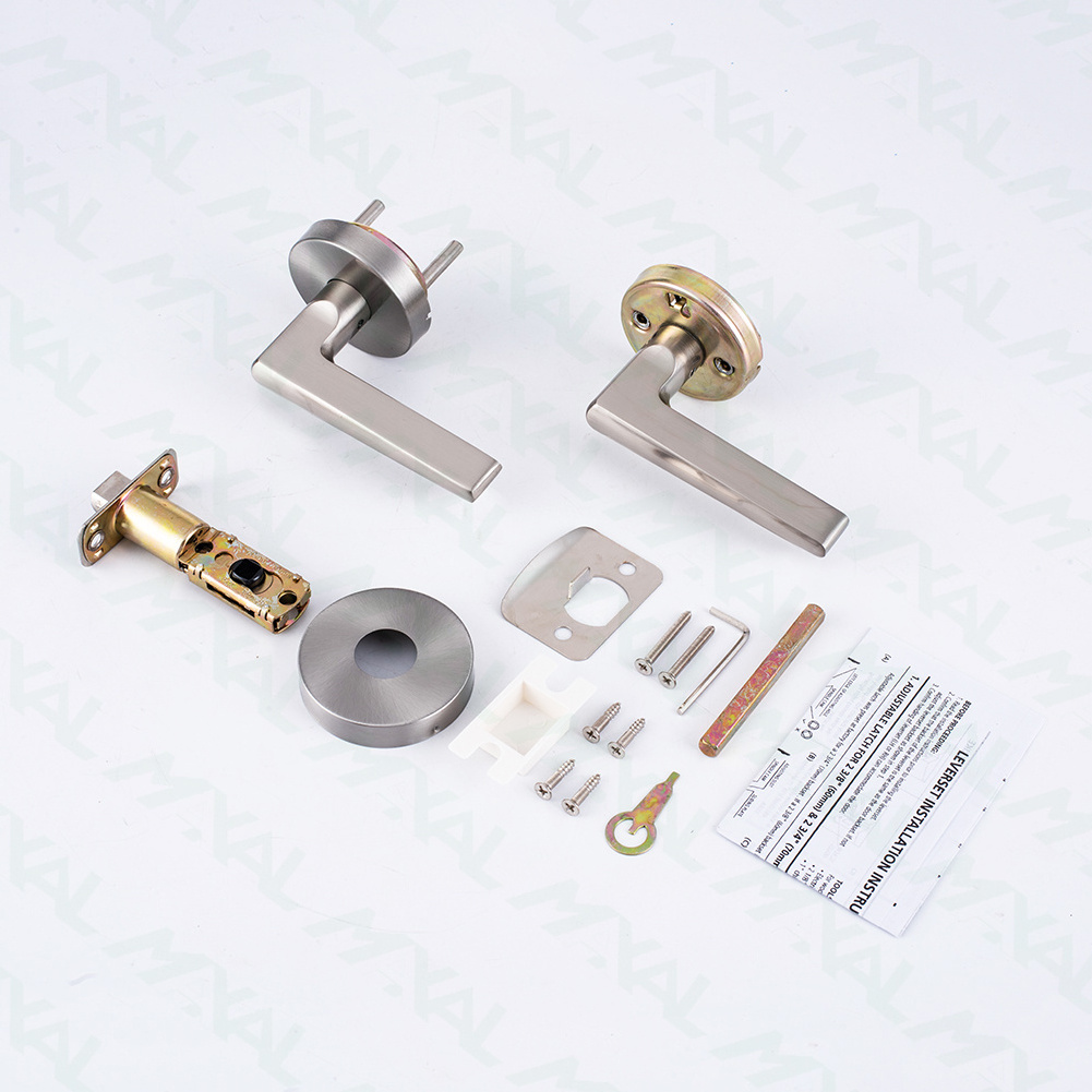 MAXAL Passage Door Lever Lock Brushed Chrome Tubular Lever Handle Latch Lock Door Handle Lock Set