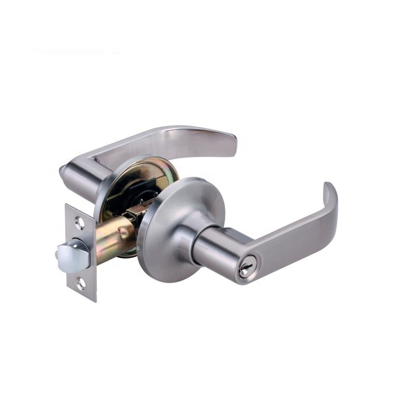 2024 Satin Nickel Finished door locks handle Tubular latch entrance door handle lever lock Door handle lock set