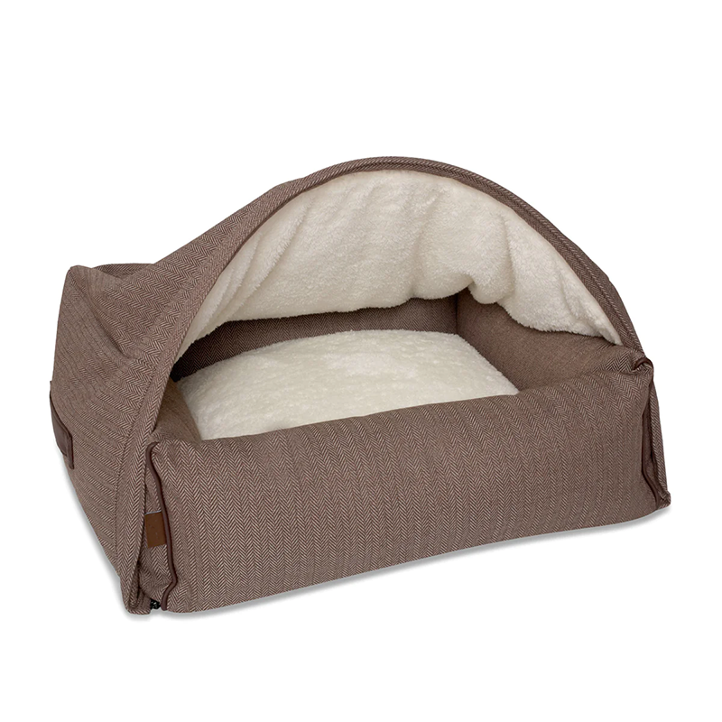 Custom Luxury Cozy Sherpa Fleece Snuggle Cave Pet Bed Removable Cave Cat Dog Bed