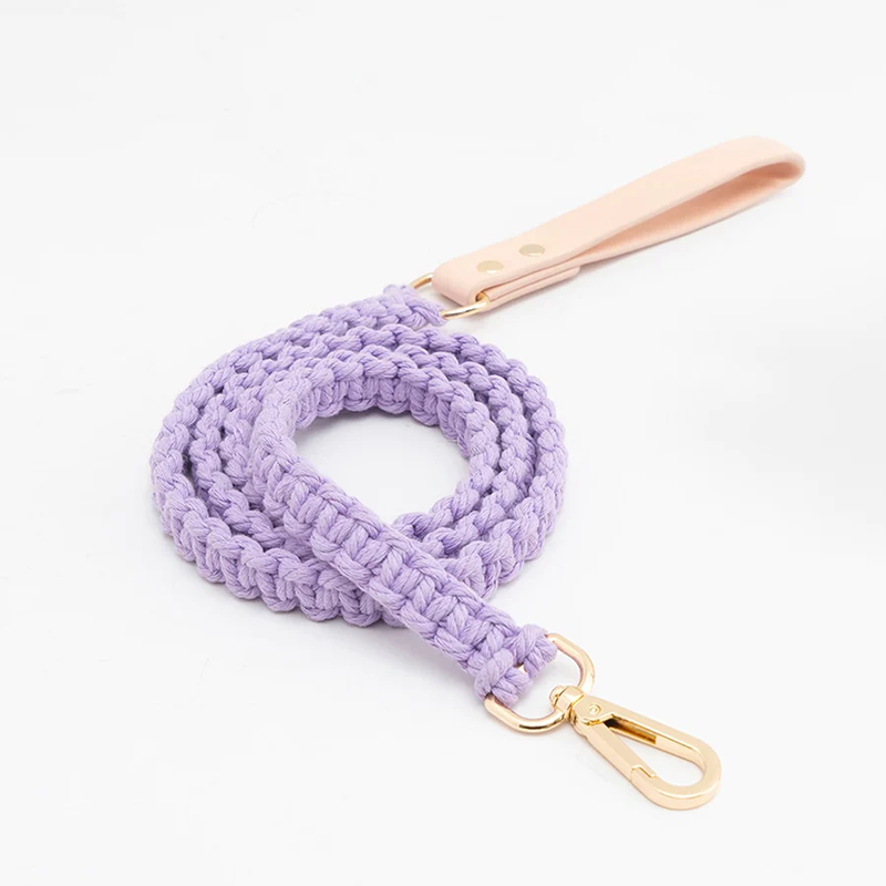 Quick Release Breakaway Hand-Knitted Cotton Dog Collar and Leash Set For Puppy Walking