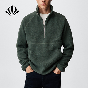 Wholesale Custom Men Half zip pullover with Kangaroo Pocket Men's Sweater Polar Fleece Jacket Polyester Windbreaker Jacket