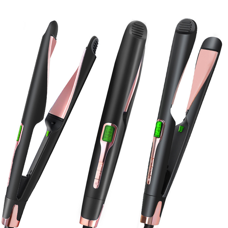 New Fashionable 2 In 1 LCD Tourmaline Twisted Ceramic Professional Ionic Straightening Curling Flat Iron Hair Straightener