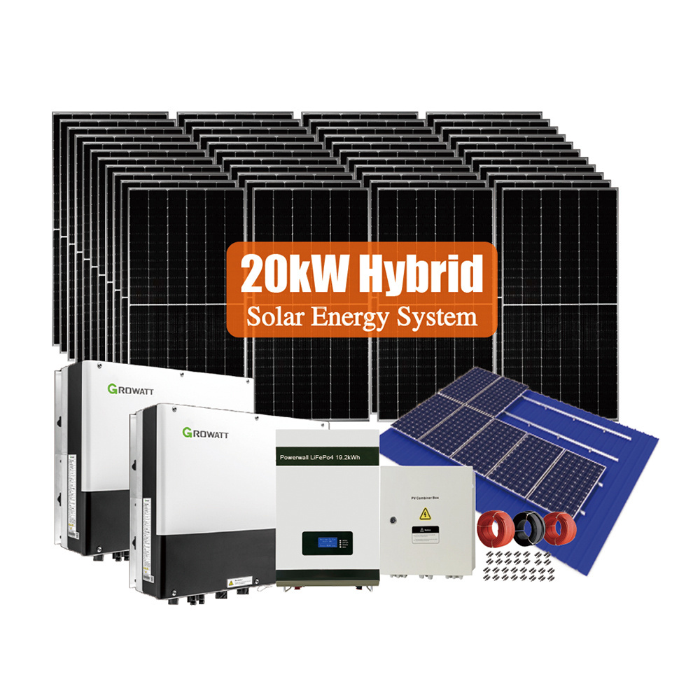 Maxbo 20kW 20 kW Hybrid complete Solar Energy Power System kit with Solar Panels for home ground mounting