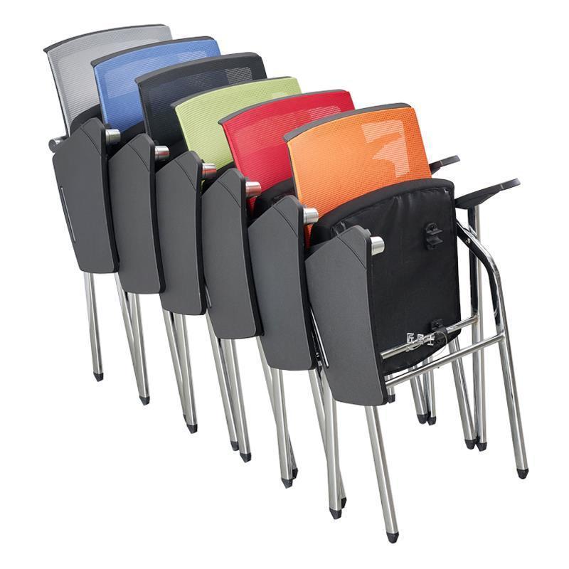 High quality stackable metal school training chair office mesh lecture foldable training chair with writing tablet