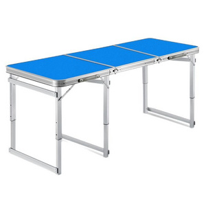 Outdoor furniture aluminum picnic table 6ft portable foldable folding camping table with umbrella hole