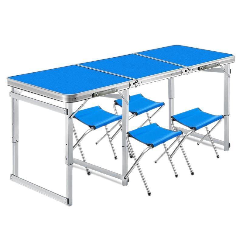 Outdoor furniture aluminum picnic table 6ft portable foldable folding camping table with umbrella hole