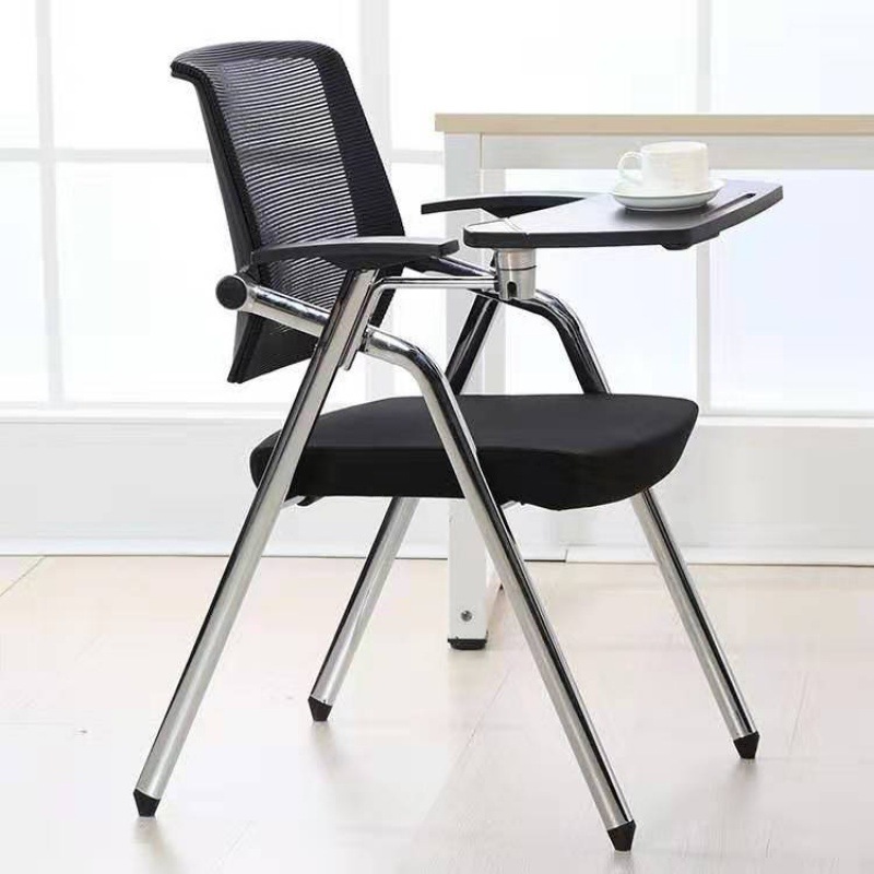 High quality stackable metal school training chair office mesh lecture foldable training chair with writing tablet